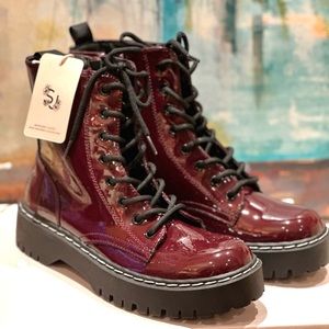 Burgundy Sincerely Jules New Combat Boots 7.5 NEW